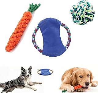 3 Pack Heavy Duty Dog Rope Toys for Small Dogs - Cotton Rope Chew & Tag Toy for Aggressive Chewers and Keeps Puppy Busy