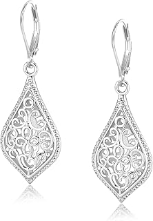 Filigree Dangle Earrings for Women Drop Leverback Earrings Fashion Jewelry