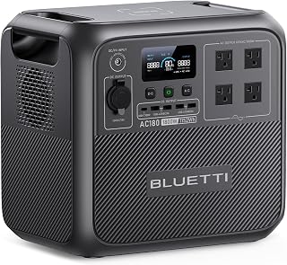 BLUETTI Portable Power Station AC180, 1152Wh LiFePO4 Battery Backup w/ 2 1800W (2700W peak) AC Outlets, 0-80% in 45Min, Solar Generator for Camping, Off-grid, Power Outage
