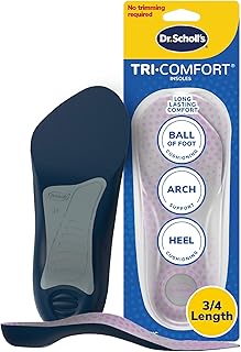 Dr. Scholl's Tri-Comfort Shoe Insoles, Shoe Inserts for Women, Size 6-11 | Arch support inserts for women, fit flats, sneakers, dress shoes, loafers and casual shoes for daily wear, 3/4 length, 1 Pair