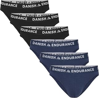 DANISH ENDURANCE Men's Bamboo Briefs, Low-Rise, Soft, 6-pack