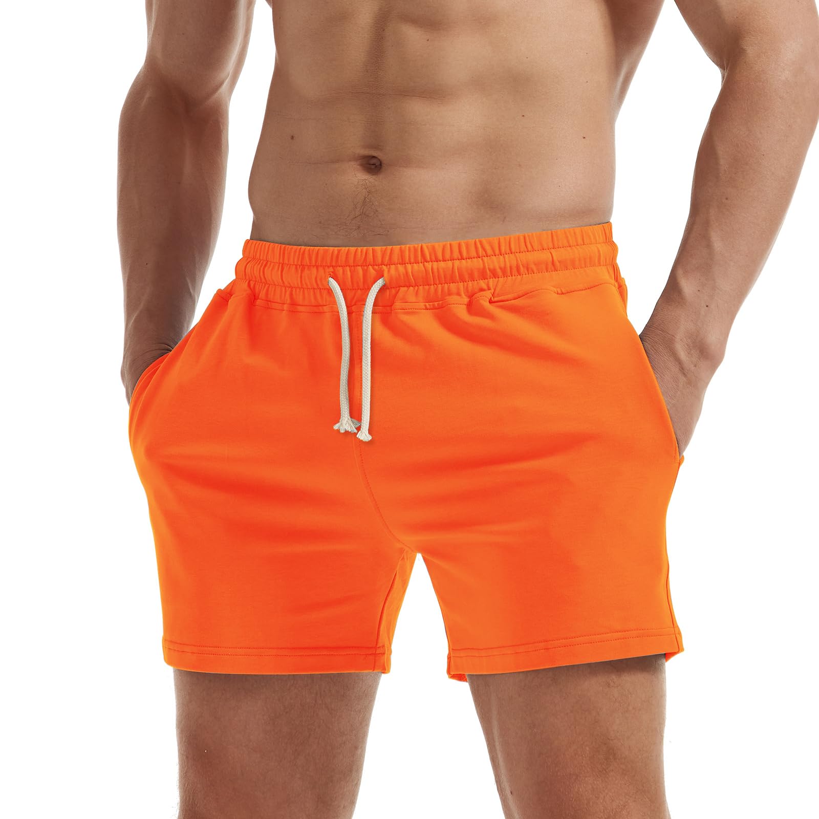 AIMPACT Men's 5" Cotton Workout Shorts Casual Fitness Gym Shorts with Pockets