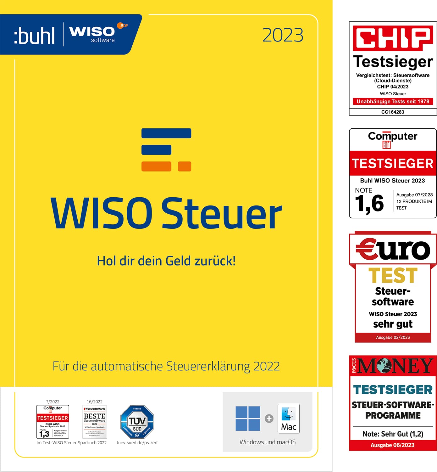 WISO Tax 2023 (tax year 2022) Tax Saving Book, Mac, Start and Plus, for Browsers
