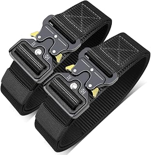 2 Pack Military Style Tactical Belt for Men with Quick Release Metal Buckle