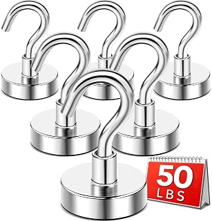 DIYMAG Magnetic Hooks,50lbs Heavy Duty Magnets with Hook Silver 6 Pack | Rare Earth N52 2026 Cruise Cabin Ship Essentials for Fridge Hanging Classroom Beach Vacation Kitchen Grills Home Must Have