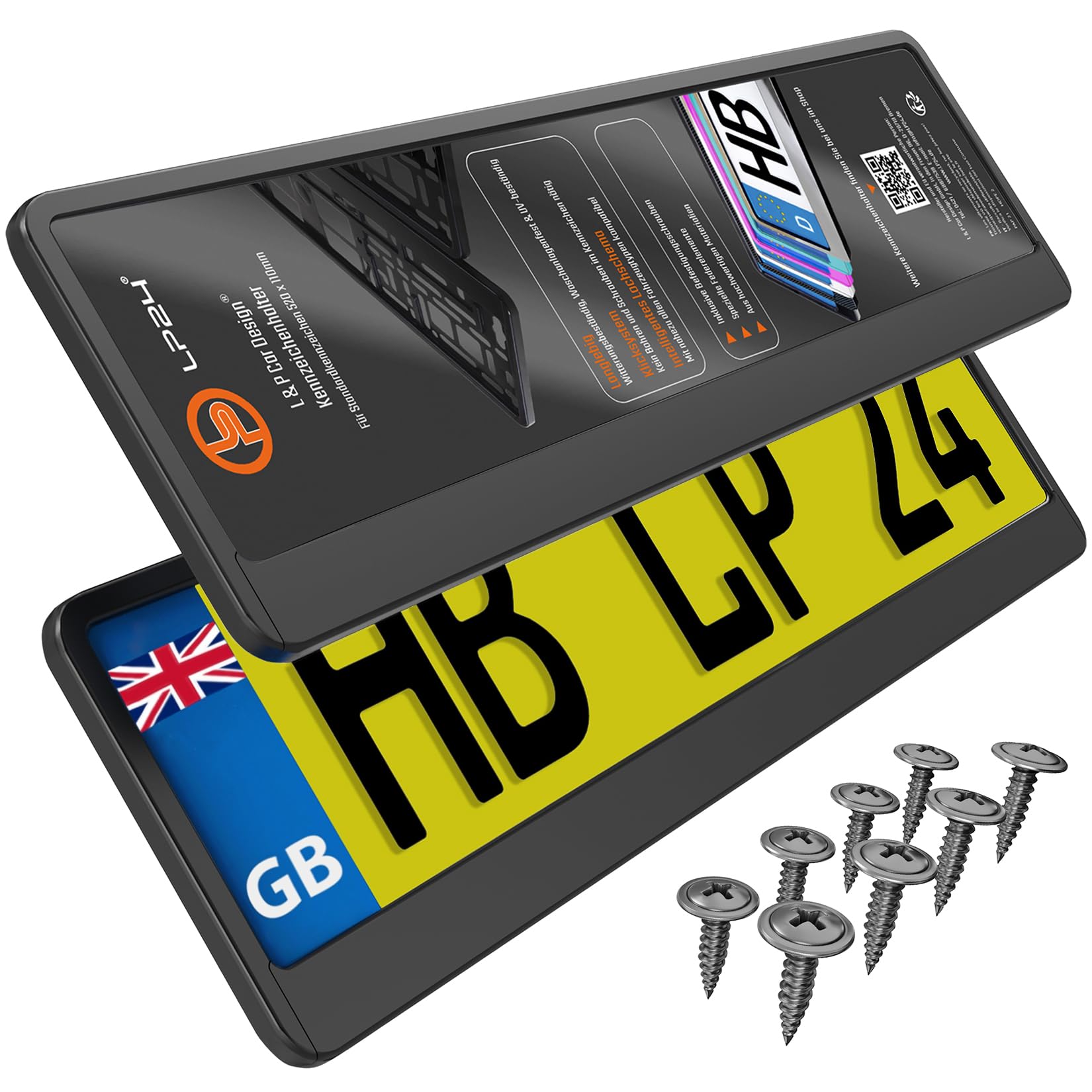 2x Number Plate Holder for Car - License Plate Holder - Black - for UK Registrat