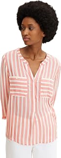 Tom Tailor Chemisier pour Femme 1016190 avec Rayures et Poches de Poitrine