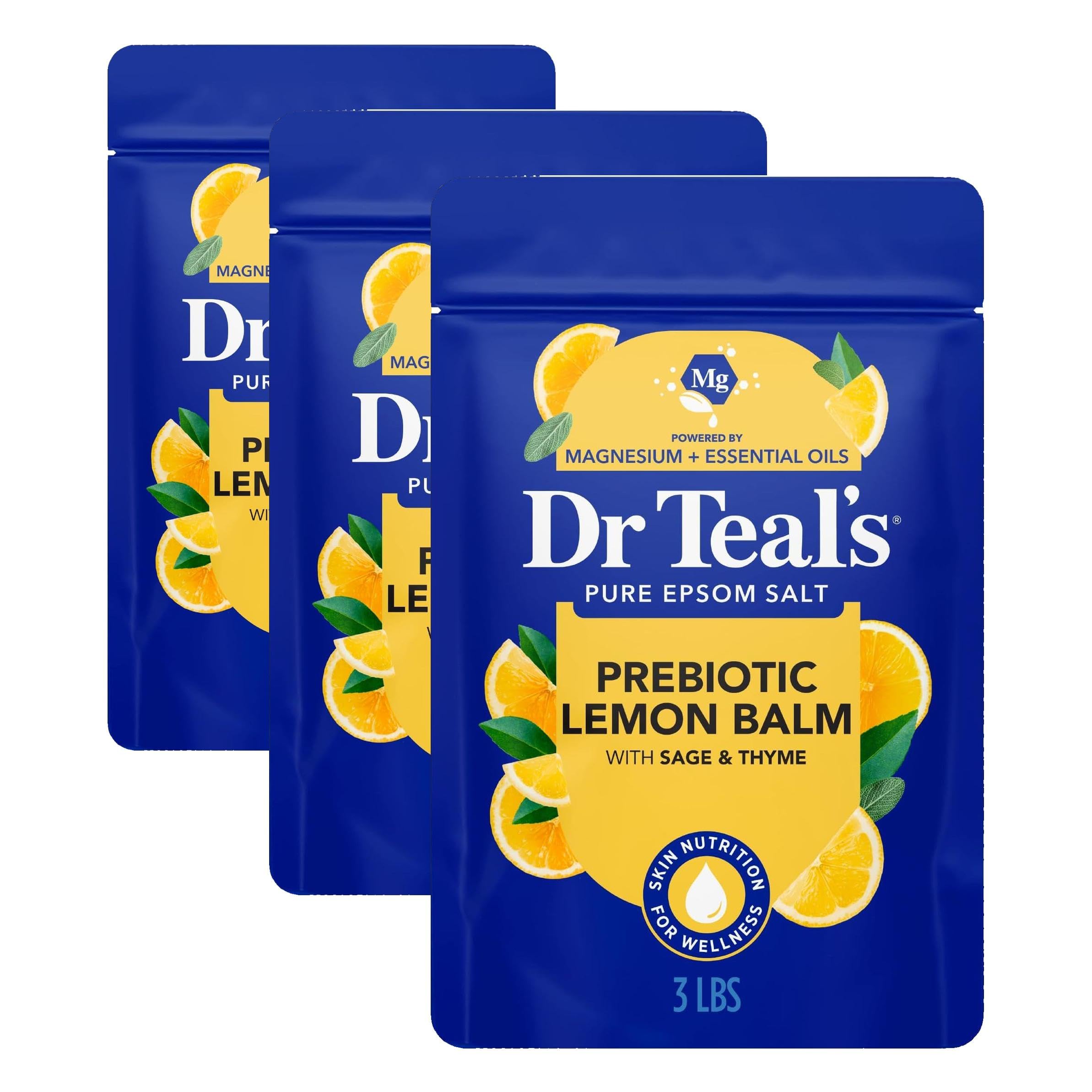Dr Teal's Pure Epsom Salt Soaking Solution Prebiotic Lemon Balm with Essential O