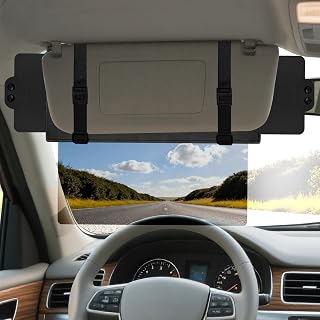 Veharvim Sun Visor Extender for Car (Polarized, UV400, PC Lens, 2 Side Sunshade), Car Visor Extender Sun Blocker, Visor Extender Attachment, Anti-Glare for Safe Driving