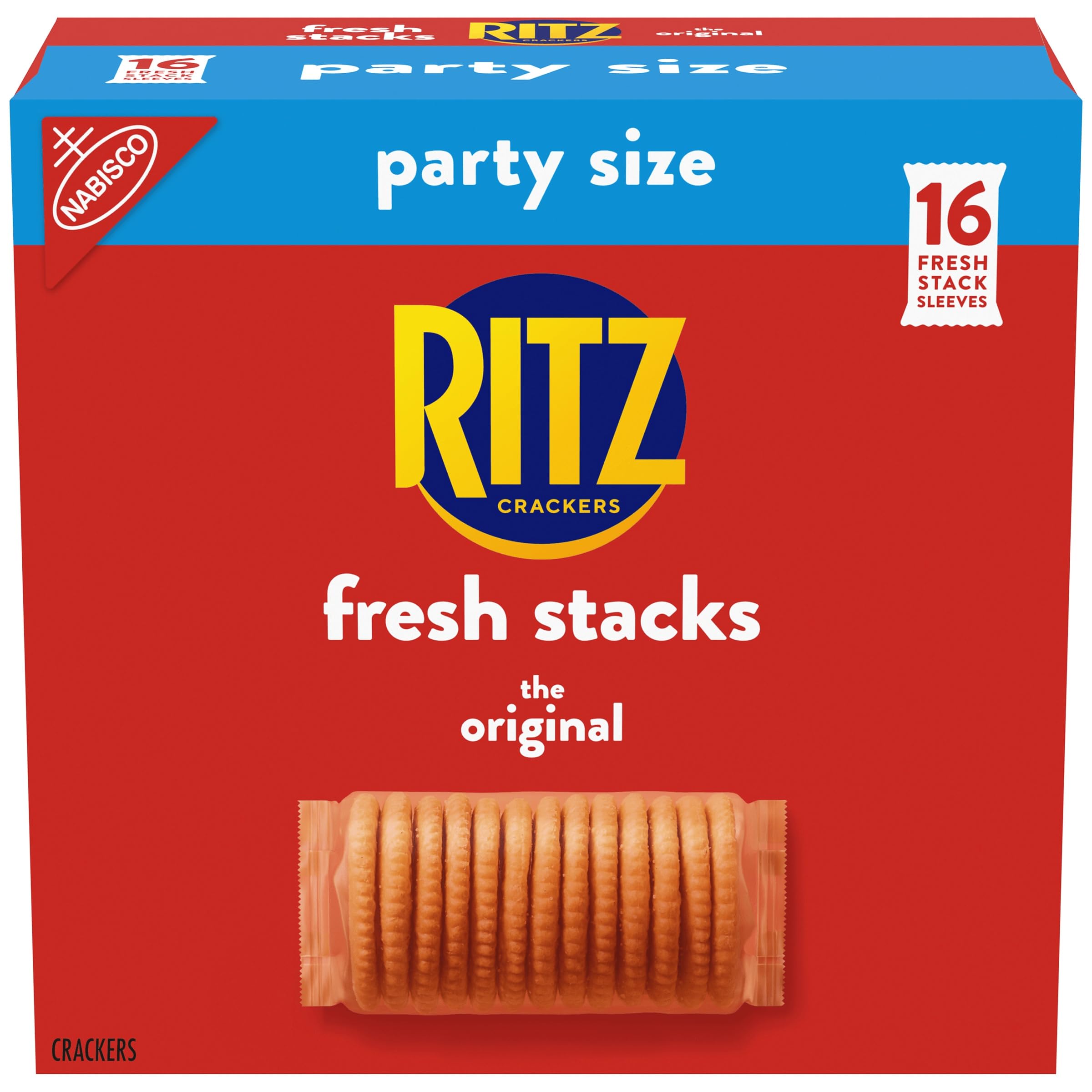 RITZ Fresh Stacks Original Crackers, Party Size, 16 Multi Snack Packs | Travel S