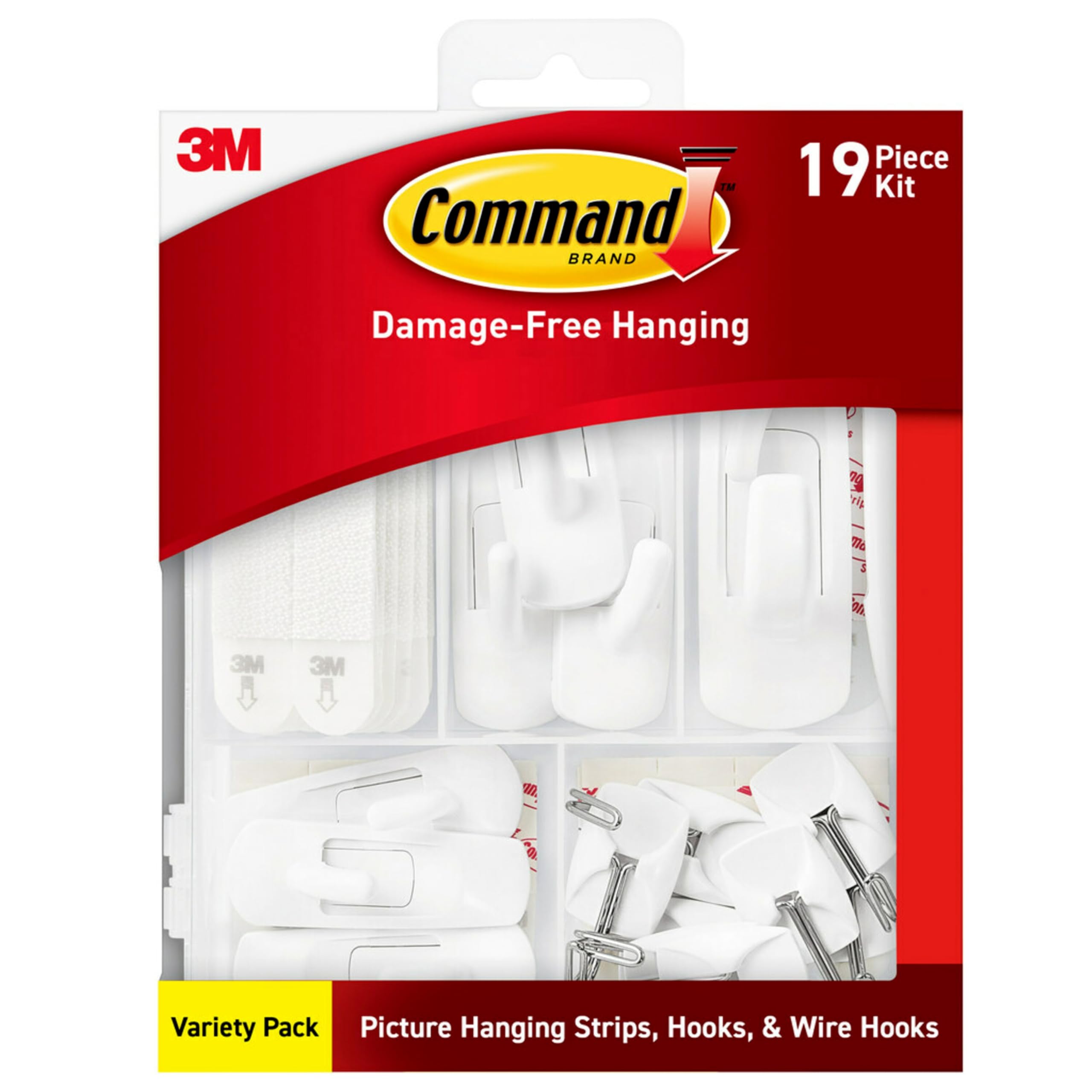 Command Variety Pack, Including 10 Pairs of Picture Hanging Strips, 6 Wire Hooks