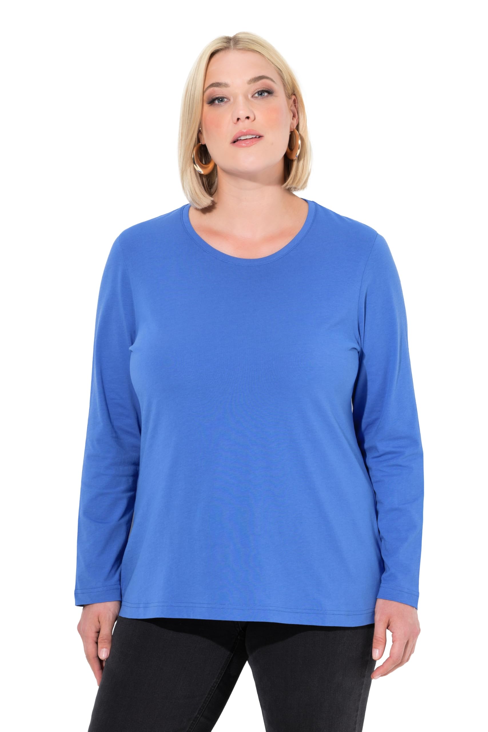 Ulla Popken Damen, Slim, Rundhalsausschnitt, Langarm Tunika-Shirt