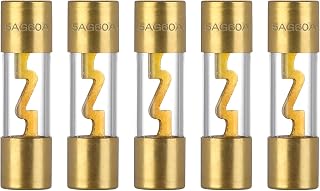 VEXUNGA 60A AGU Car Fuse Gold Plated 60 Amp Auto Audio Fuses Glass Tube for Automotive Stereo Power Protection (Pack of 5Pcs)