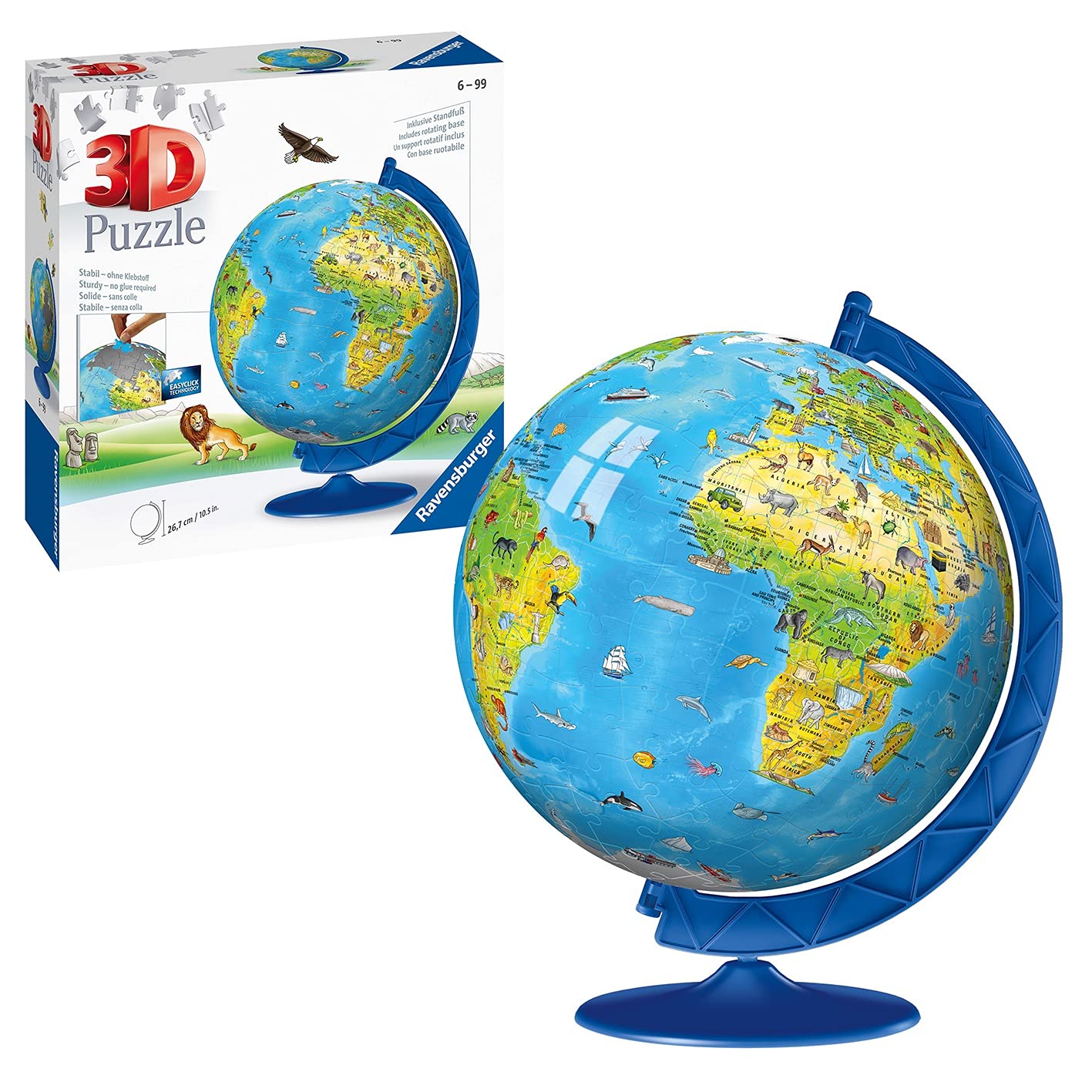 Ravensburger 3D Puzzle Ball - Globe English - Ages 6+, 180 Pieces