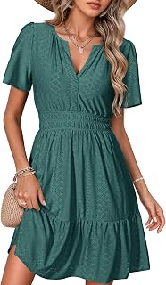 Simplee Womens 2026 Summer Mini Dress Eyelet Short Sleeve Cocktail Short Dresses Cute A Line Sun Dress with Pockets