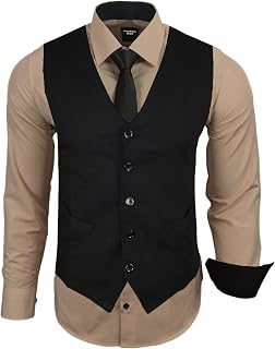 Subliminal Mode RN33 Men's Long Sleeve Shirt + Vest + Tie | Classic Fit | Comfortable and Easy to Wash | Ideal for Office and Casual Outings