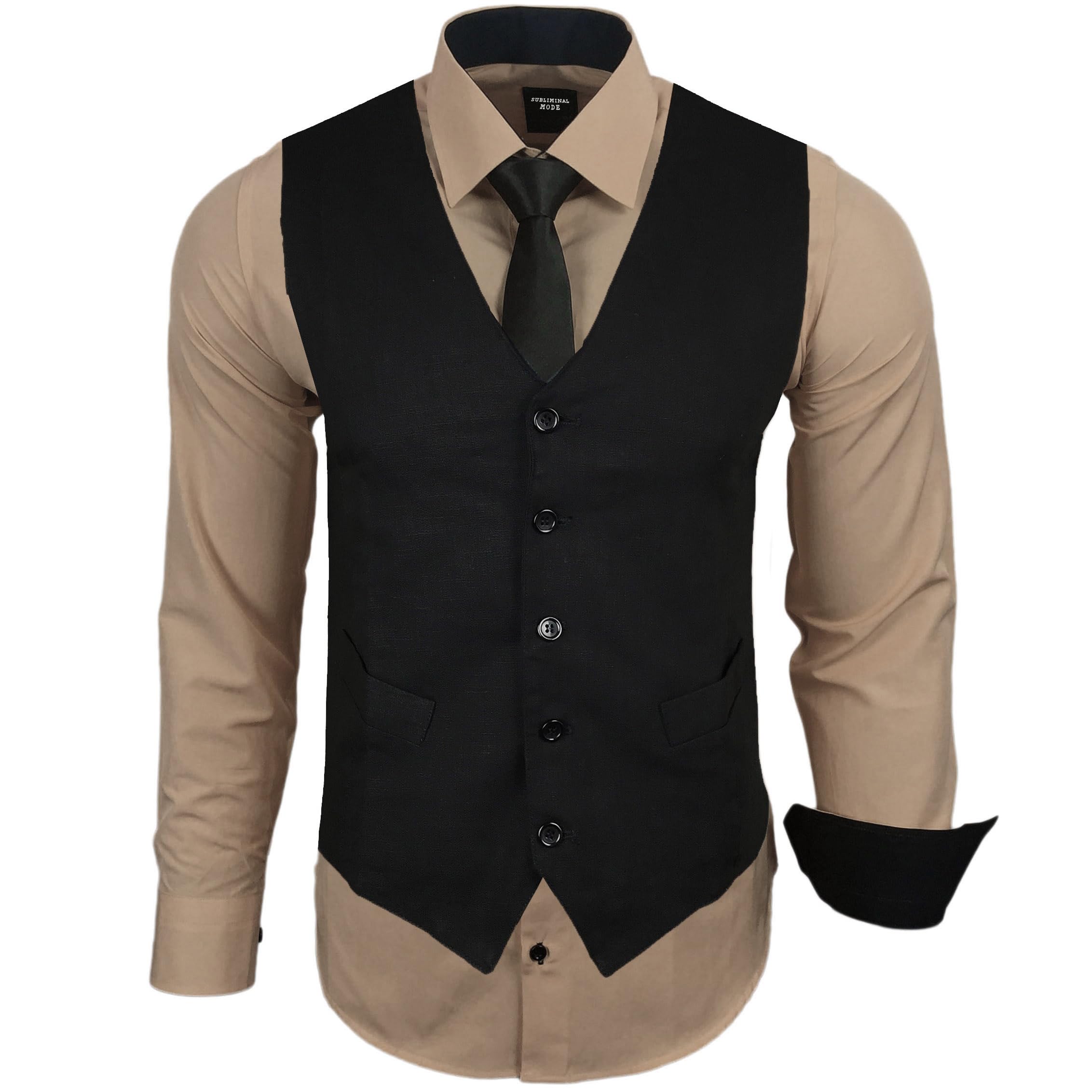 Subliminal Mode RN33 Men's Long Sleeve Shirt + Vest + Tie | Classic Fit | Comfor