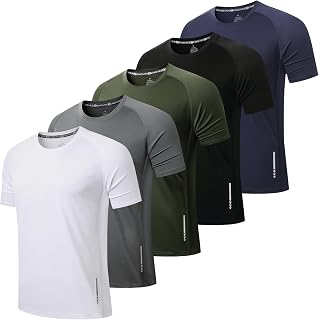 ZENGVEE Pack of 3 Sports T-Shirts, Men's Functional Shirt, Quick-Drying, Breathable Fitness Training Shirt, Men's Running Shirt, Short Sleeve
