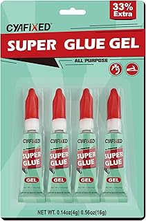 Super Glue Gel Clear for Wood Plastic Crafts, Instant Superglue All Purpose | Multipack Cyanoacrylate Adhesive Repair Metal Ceramic Model Leather Rubber Glass Pottery, Strong Bond, Single Use Glue Minis