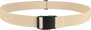WHIPPY Invisible Women's Elastic Belt Adjustable Stretch Belt with Flat Buckle Waist Belt for Jeans Trousers Black Buckle Beige