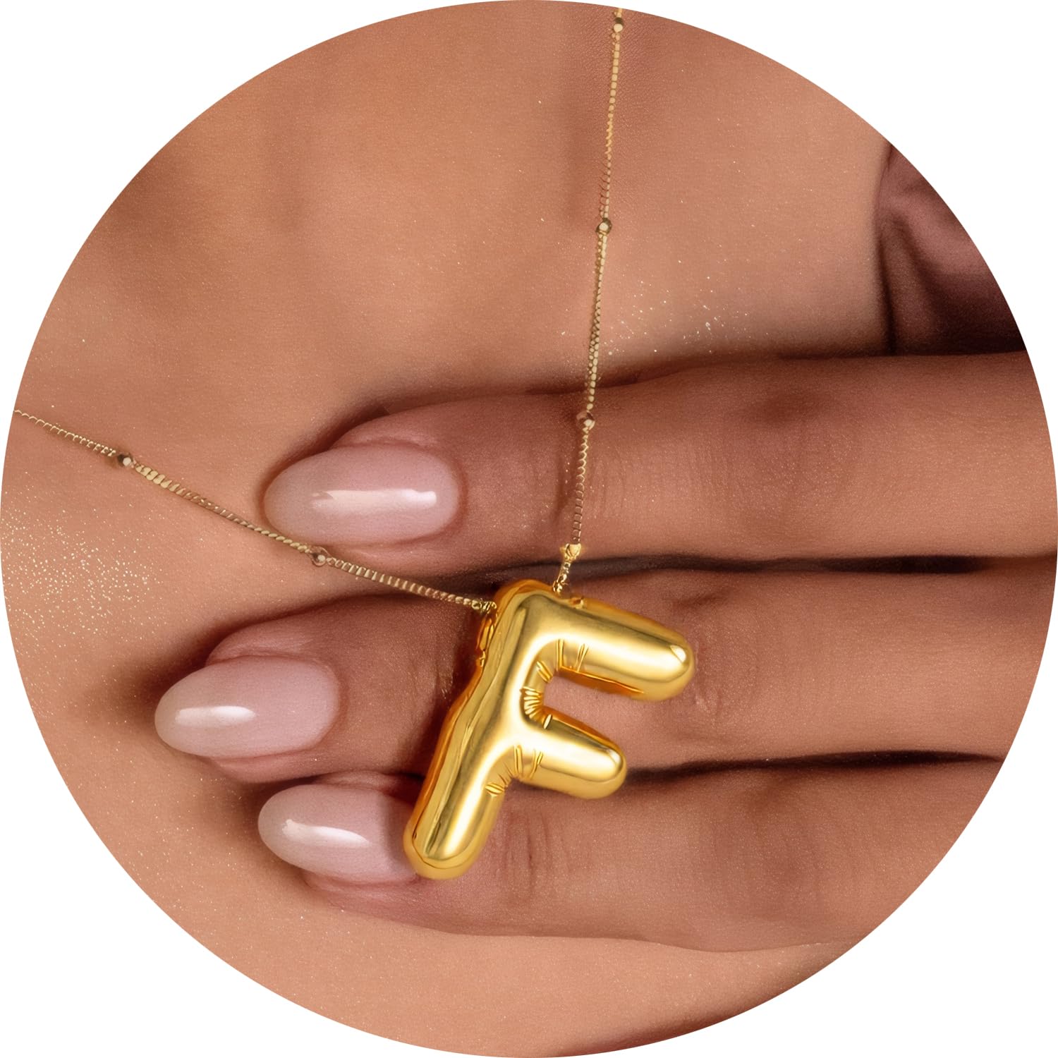 3D Initial A-Z Pendant Necklace with Snake Chain Made of Fashion Stainless Steel