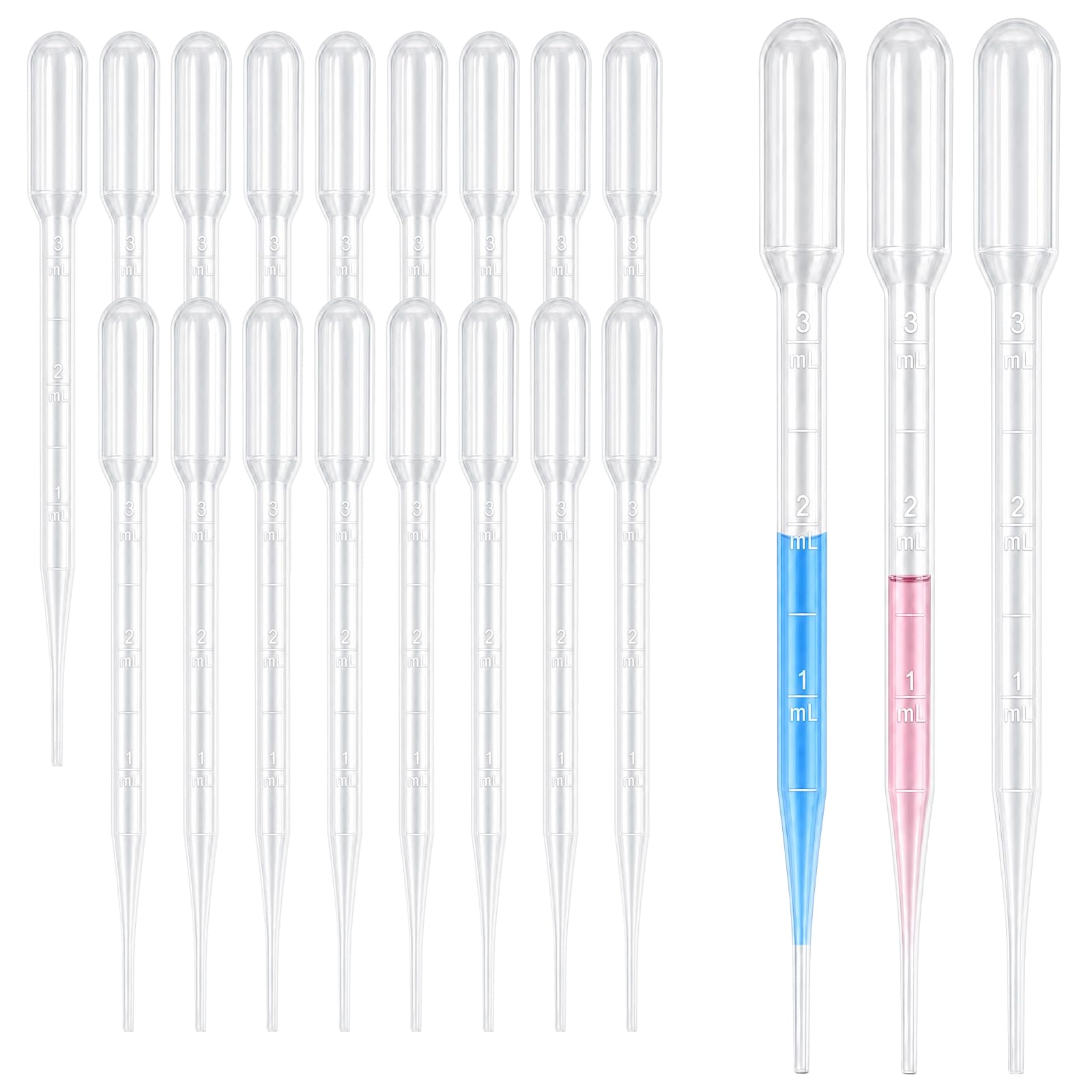 Zkupanx 20-Pack 3mL Disposable Plastic Dropper Pipettes for Resin & Oils | Gradu