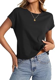 EasyGala Womens Cap Sleeve Crop Tops Cotton T Shirts Crewneck Loose Fit Short Sleeves Tee Summer Fashion Clothes 2025