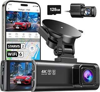 REDTIGER 4K Dash Cam Front and Rear, STARVIS 2 Ultra Night Vision DashCam | Free 128GB SD Card, Fastest 5.8GHz Wi-Fi6 Dash Camera, 3.18” Screen, 170°Wide Angle, 24H Parking Mode, Max 512GB(F7NP)