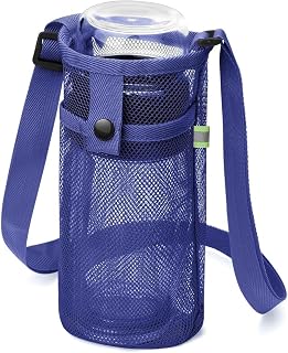 Water Bottle Holder with Easy Clean Strap for Hiking, Walking, Travel (Navy Blue)