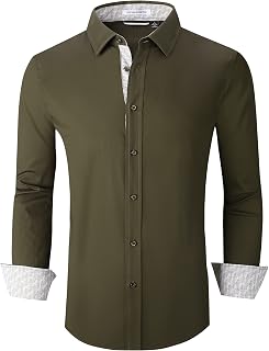 Alex Vando Mens Printed Dress Shirts Long Sleeve Regular Fit Fashion Shirt