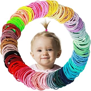 WillingTee 200PCS Small Hair Ties,Baby Hair Ties for Baby Girls Toddlers | Elastic Toddler Hair Ponytail Holder Hair Accessories,Small Hair Ponytail Pigtails Holders for Little girls,Infants,Kids