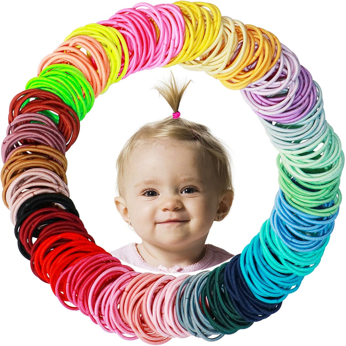 WillingTee 200PCS Baby Hair Ties,Small Hair Ties for Baby Girls Toddlers | Elast
