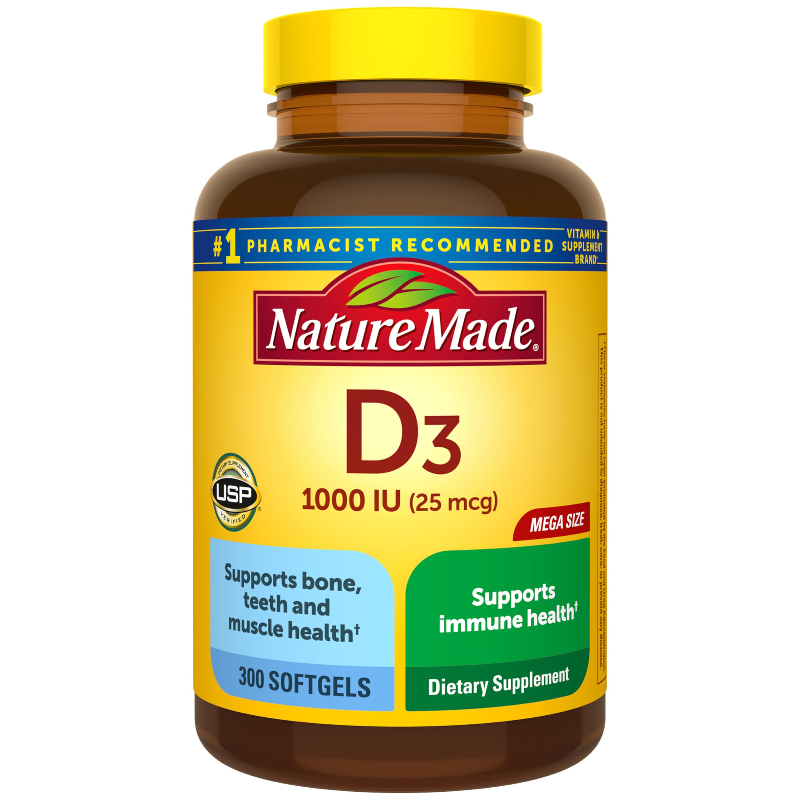 Nature Made Vitamin D3 1000 IU (25 mcg), 300 Vitamin D Softgels | Vitamin D Supp
