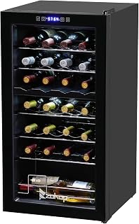 Winado 28-Bottle Dual Zone Compressor Wine Cooler, Freestanding Mini Fridge | Compact Mini Fridge, Adjustable Temperature, Digital Control, Removable Shelves for Wine Storage