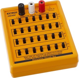 Extech 380400 Resistance Substitution Decade Box, 1 to 11,111,110 Ohm | 7 decade ranges, 1% substitution, 3 binding posts, 1 Ohm increments, circuit design, calibration