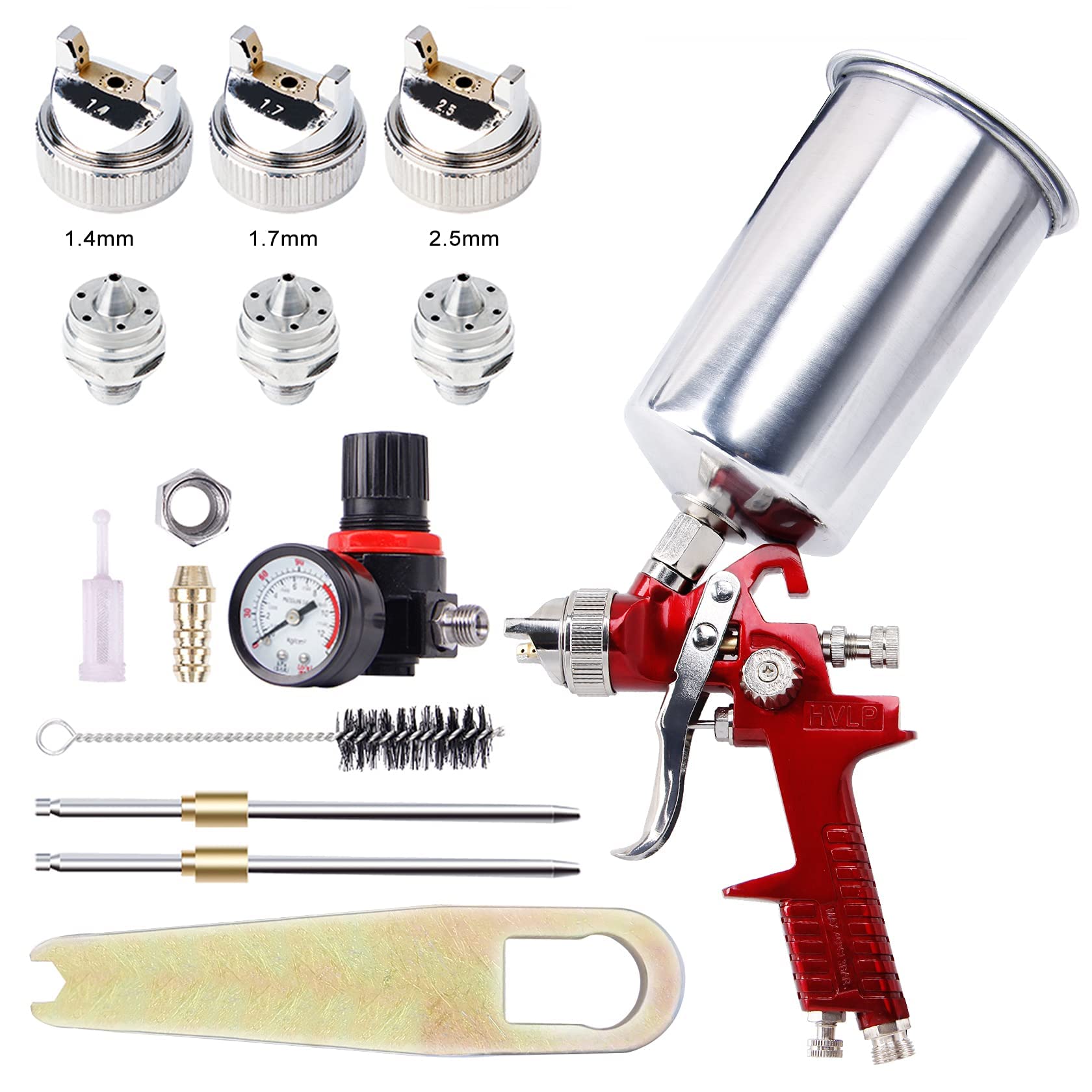 BANG4BUCK High Performance HVLP Gravity Feed Spray Gun with 1.4mm 1.7mm 2.5mm Fl