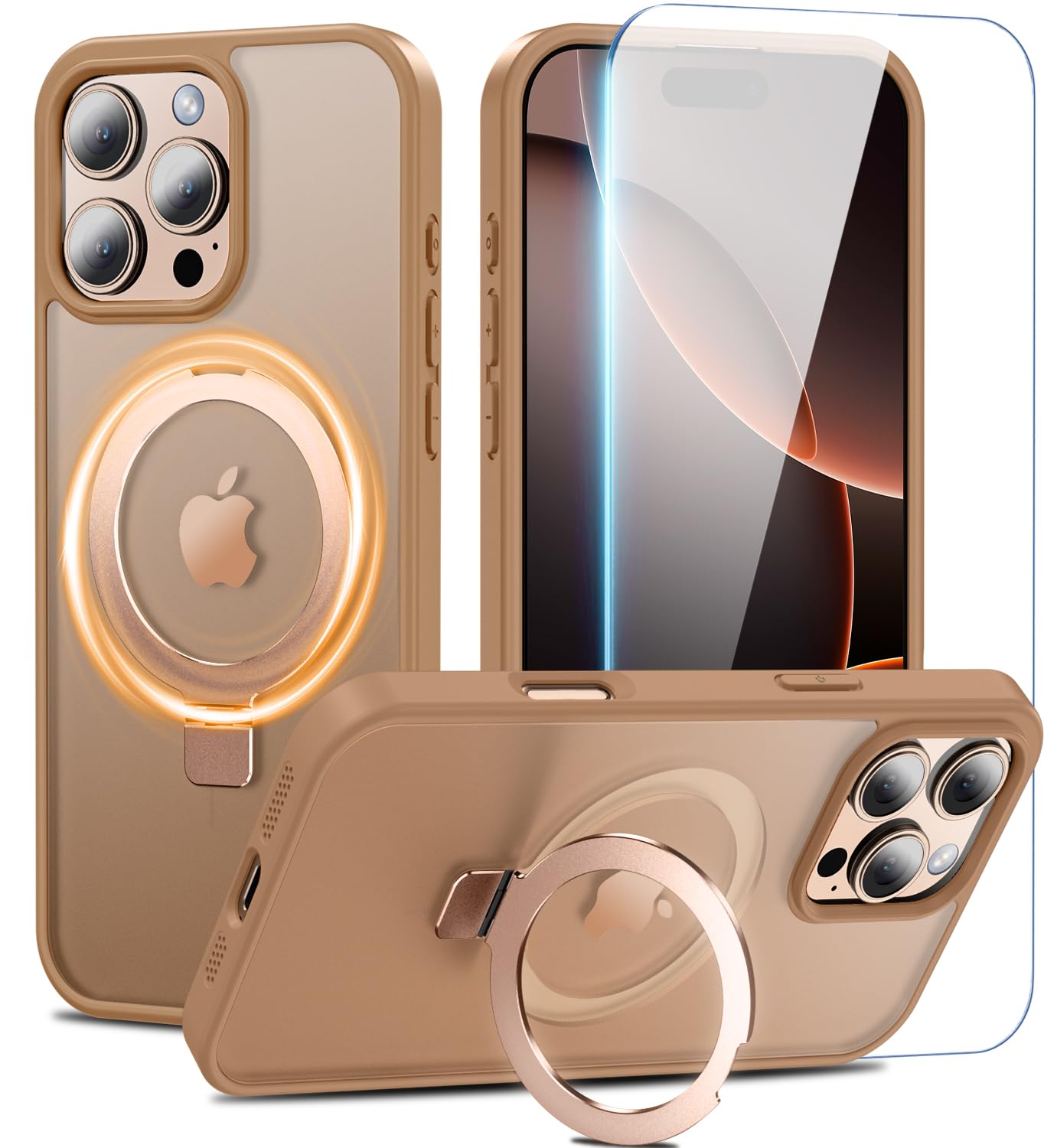 Fin2feel for iPhone 16 Pro Max Case with Stand & Screen Protector,Magnetic Milit