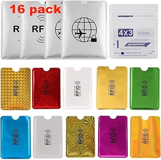 Luumxai 16 Pack RFID Blocking Pouches (10 Credit Card Holders and 4 Passport Protectors) - Identity Theft Protection - Slim and Waterproof Design - Easy to Insert into Your Wallet