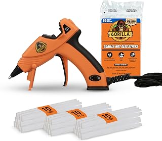 Gorilla Mini Hot Glue Gun Kit, Dual Temp, Includes 30 Sticks | Precision Nozzle, Easy Squeeze Trigger, Comfort Grip, Built-In Stand, Weather Resistant