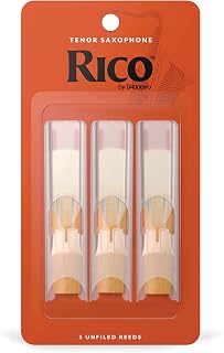 D’Addario Woodwinds - Rico Tenor Sax Reeds - Tenor Saxophone Reeds - Tenor Reeds Crafted for Beginners, Students, Educators - Strength 2.0, 3-Pack