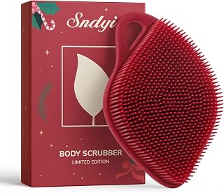 Sndyi Christmas Silicone Body Scrubber, Limited Edition Leaf Shaped Shower Brush for Gentle Exfoliation, Soft Silicone Loofah Body Brush for Sensitive Skin