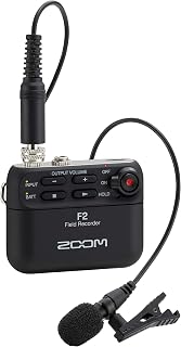 Zoom F2 Lavalier Body-Pack Compact Recorder, 32-Bit Float Recording, No Clipping, Audio for Video, Records to SD, and Battery Powered with Included Lavalier Microphone