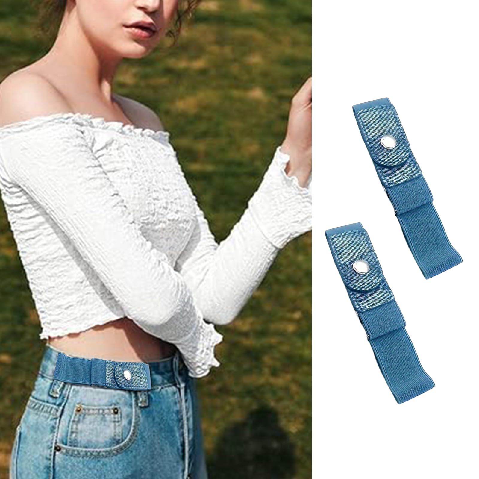 Adjustable Elastic Belt for Men and Women, No Buckle Elastic Belt for Jeans and 