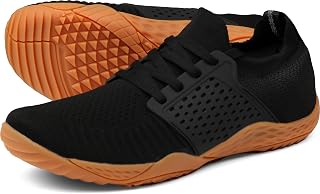 WHITIN Men's Trail Running Shoes Minimalist Barefoot 5 Five Fingers Wide Width Toe Box Size 11 Training Gym Workout Fitness Low Zero Drop Sneakers Treadmill Free Athletic Ultra for Male Black Gum 44