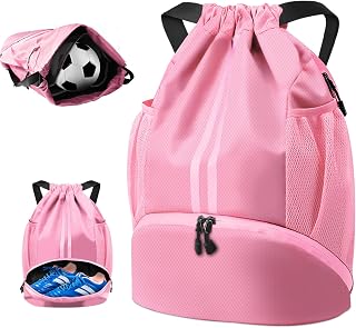 BROTOU Unisex Drawstring Backpack, Waterproof Oxford Gym Bag, Large PE Pack, Durable Sports Ball Bag with Shoe Bag, Students School Backpack