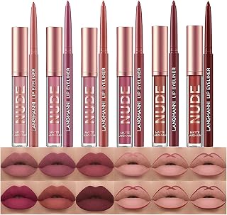 12Pcs Matte Liquid Lipstick and Lip Liner Set, Lip Makeup Combo (Set A) | Long Lasting Wear, Velvet Matte Finish, Nude Mauve Pink Brown Red Berry Shades, Highly Pigmented, Makeup Gift Set For Women