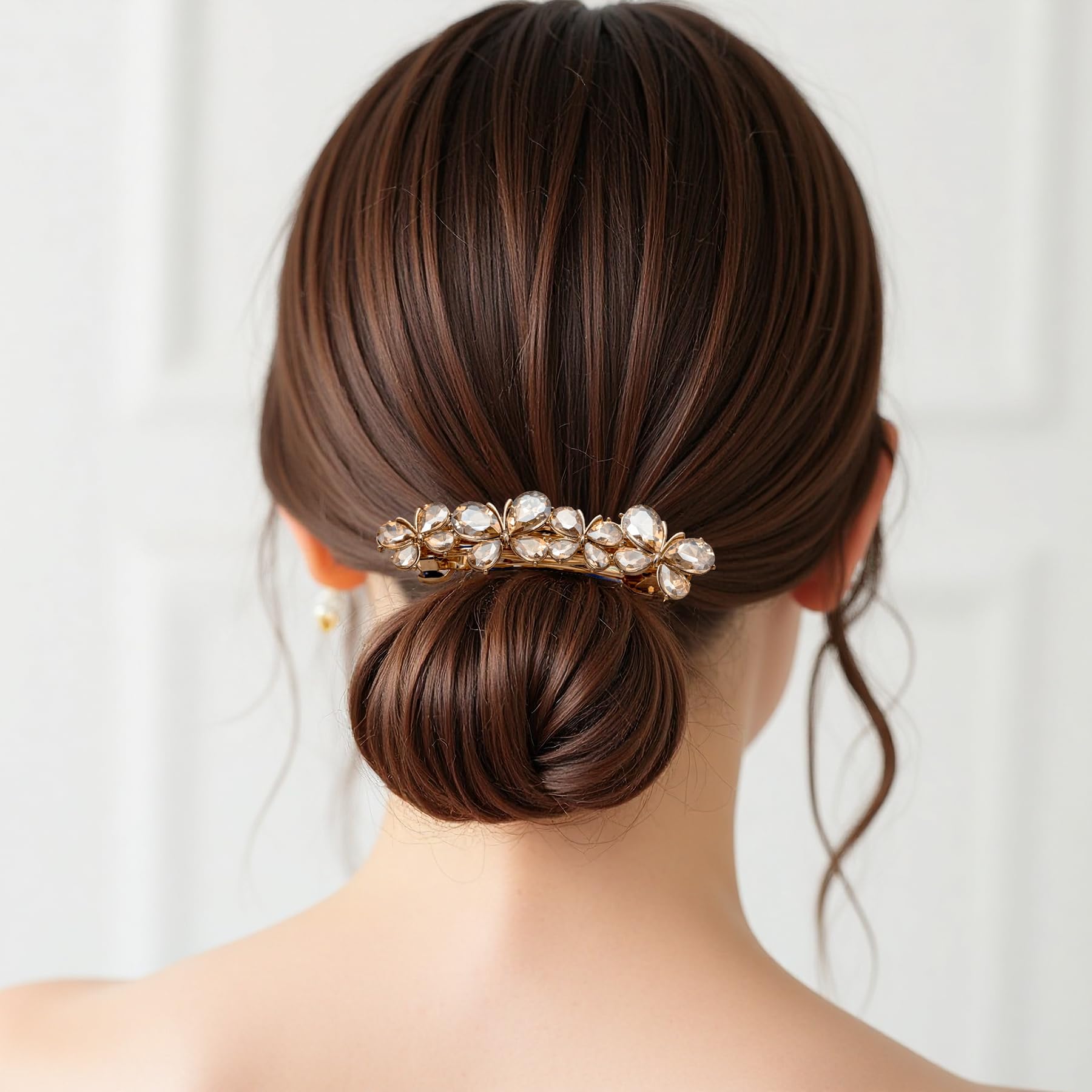 Pince à cheveux papillon avec strass – Grande pince à chignon, épingle à cheveux