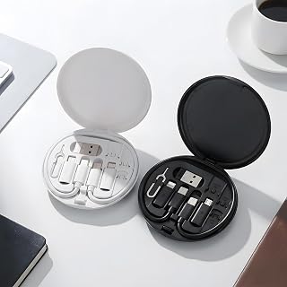 2 Pieces Portable Storage Box Multifunctional Compact Data Cable Organizer for Cables, Chargers and Accessories Black&White
