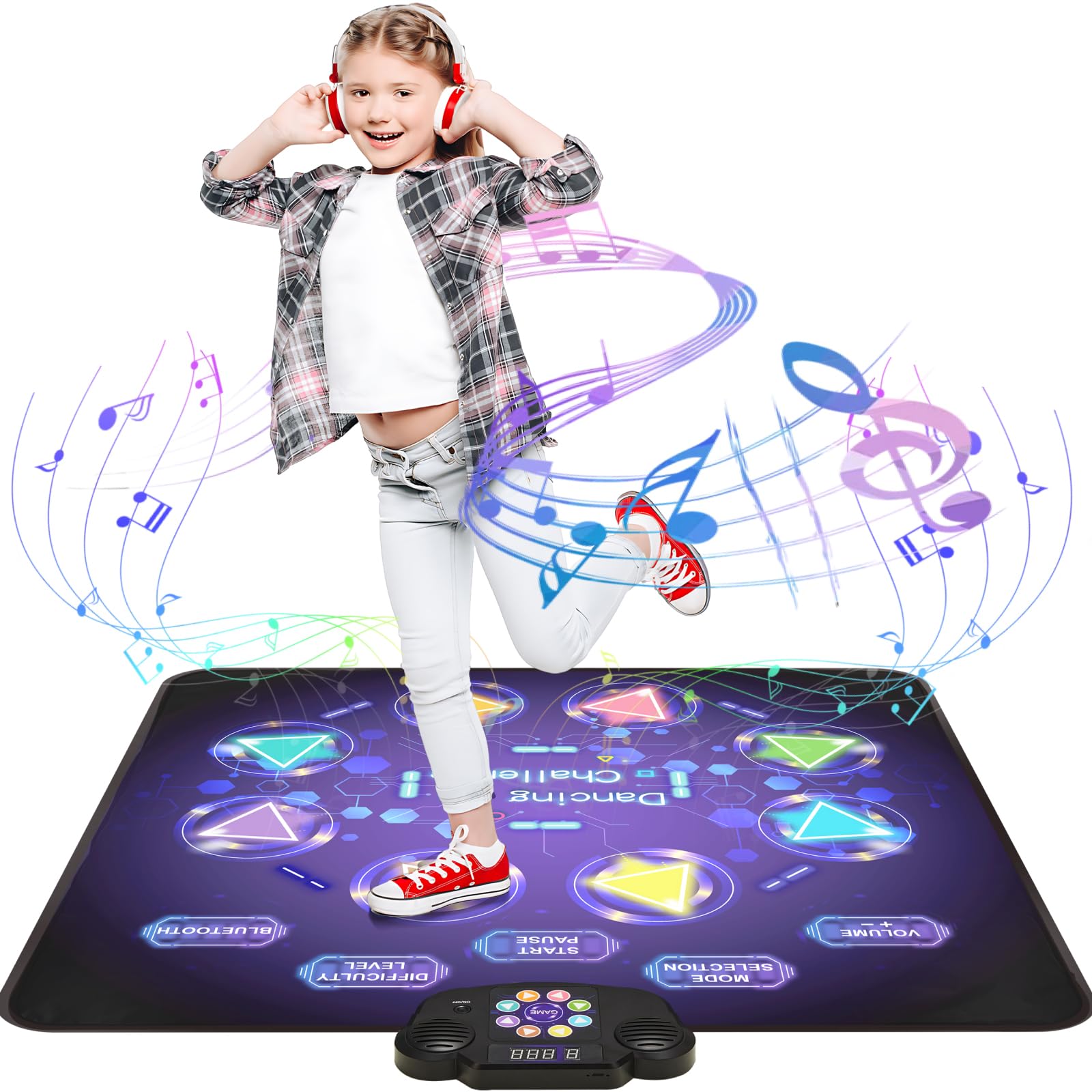 Gleamkid Dance Mat Toys for Kids: LED Light-Up Dance Pad with Bluetooth | Rechar