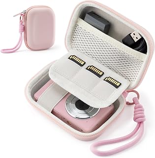 TYSORETY Camera Case for Digital Camera CAMKORY DC403 FHD 1080P/ KODAK PIXPRO FZ55/ FZ45, Small Travel Compact Camera Holder with Mesh Pocket for Accessories SD Card (Pink)